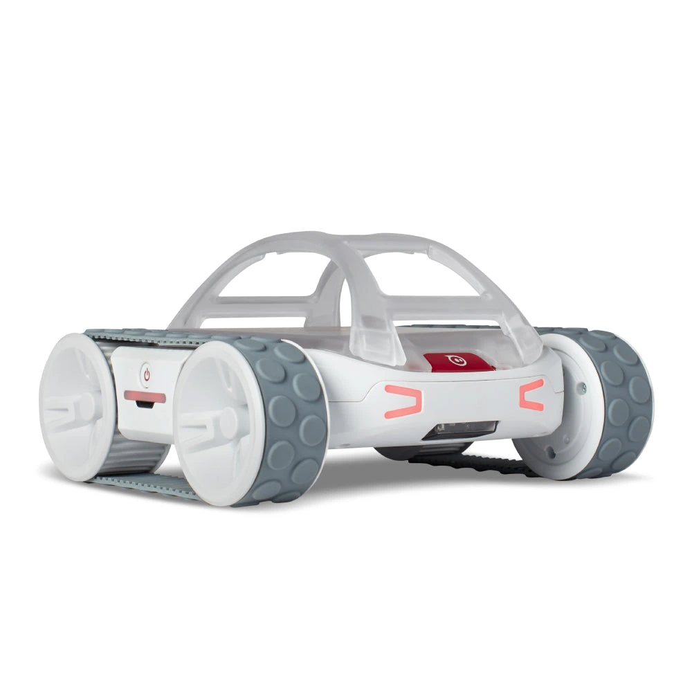 A single white Sphero RVR+ tracked coding rover on a white background.