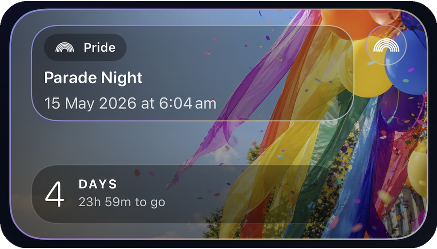 Parade Night Pride countdown widget.